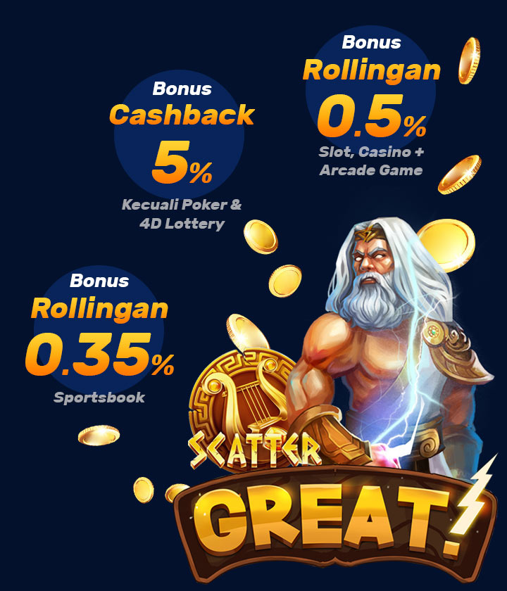Bonus DEAL88: cashback 5 persen, rollingan slot 0,5 persen, dan rollingan sportsbook 0,35 persen